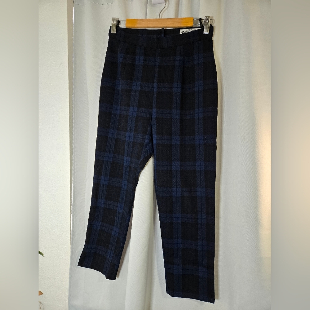 Hell Bunny Women's Blue Checkered Pants